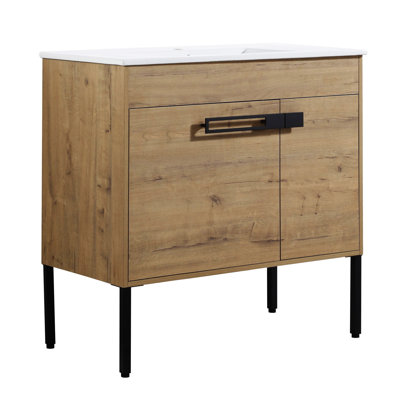 Le meuble-lavabo Kariotta 36 po avec lavabo, meuble-lavabo autoportant ou flottant est une option de conversion 36 * 18-00336IMO-1-F-BL9090B