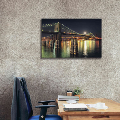 Moon Over Brooklyn by Natalie Mikaels - Wrapped Canvas Print