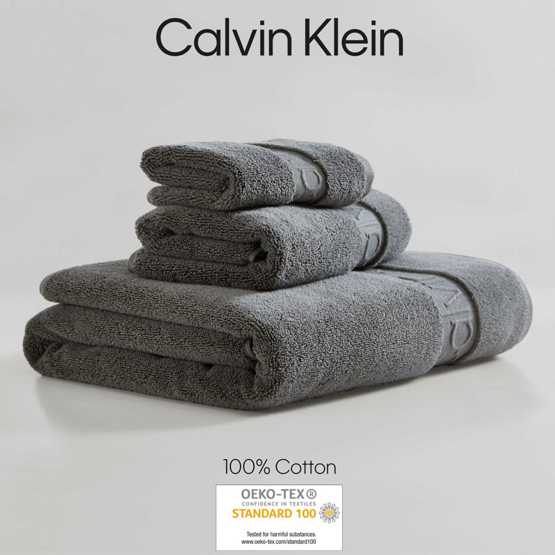 Ensemble de serviettes en coton 3 pièces Entwine Calvin Klein, Gris