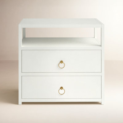 Elin 2-Drawer Acacia Nightstand