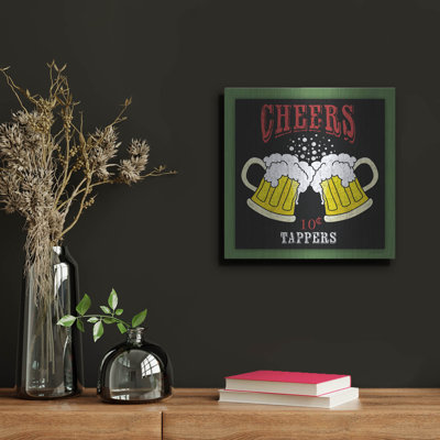 Art mural luxueux «Cheers Beer 1» par Jean Plout, 12 po x 12 po