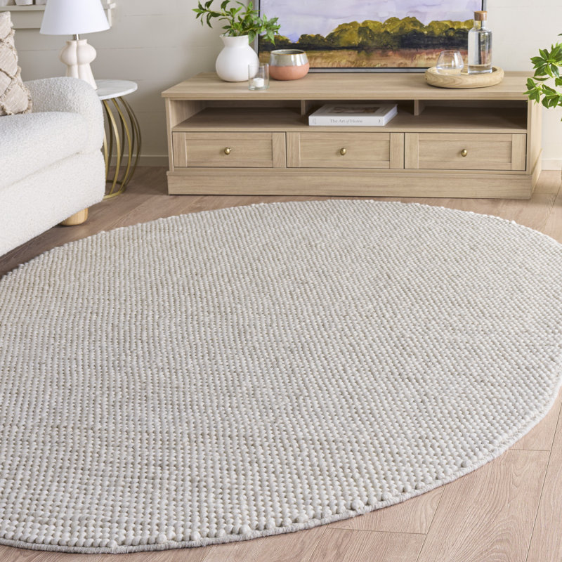 Tapis ivoire fait à la main Elle, Ovale 6 pi x 8 pi