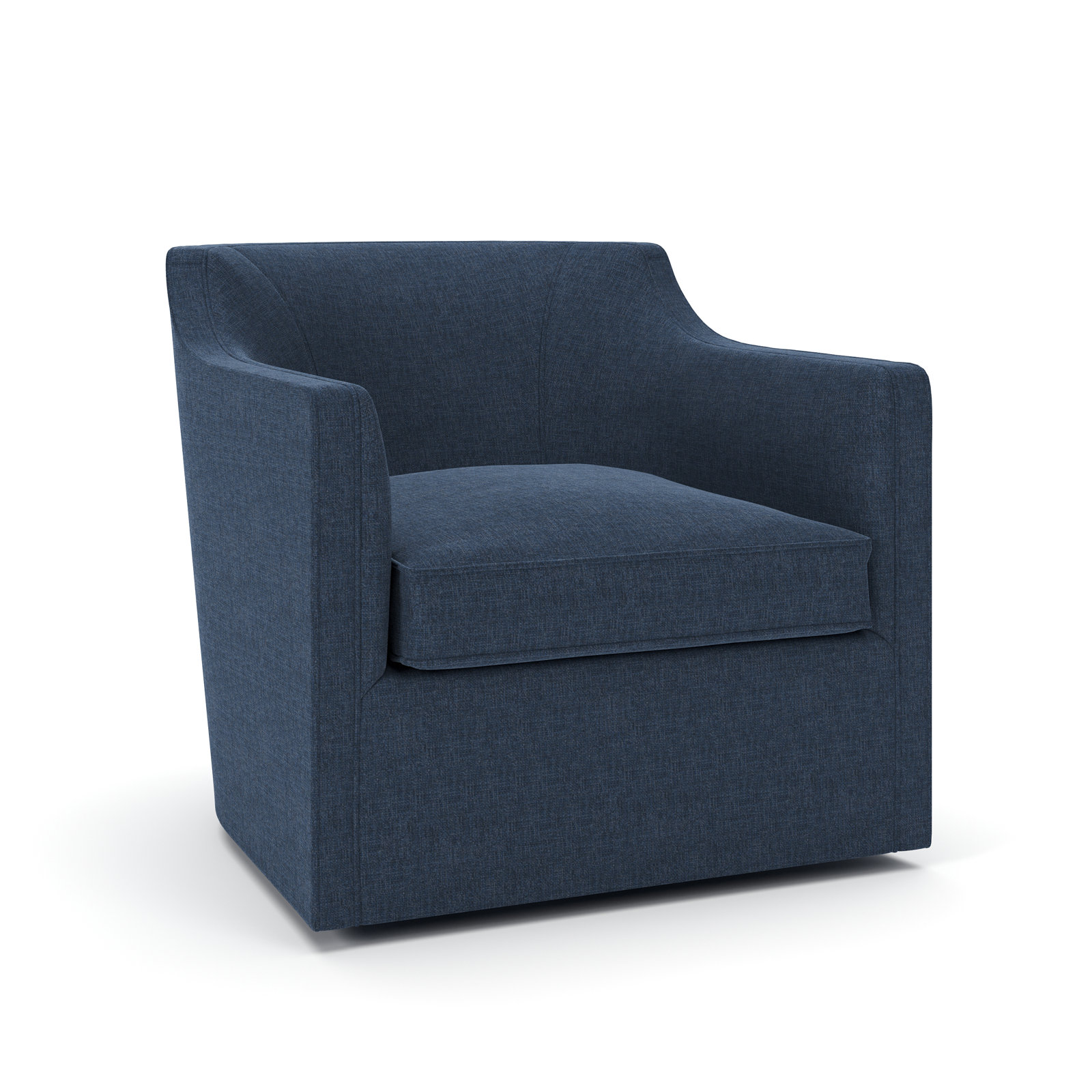 Marietta Upholstered Swivel Armchair, Drusky Navy Sustain® Basketweave