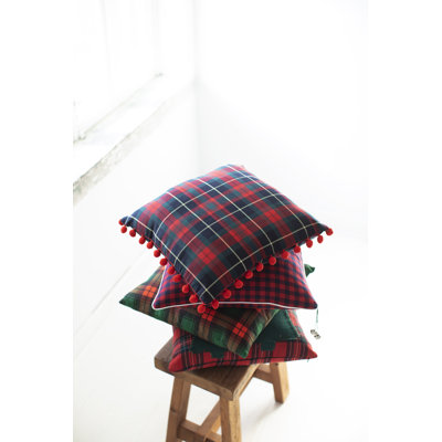 Ferrin Plaid White Square Cushion