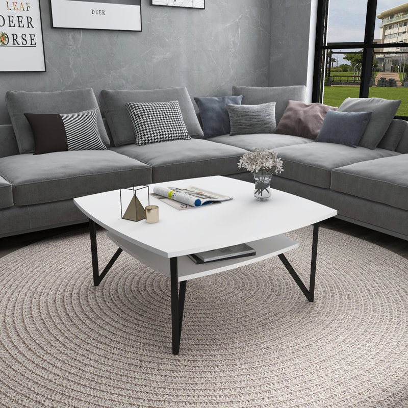 Flensburg Four Leg Coffee Table with Storage, White