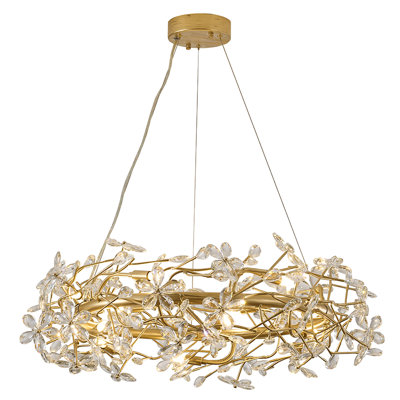 Transitional 12-Light Gold Crystal Chandelier 