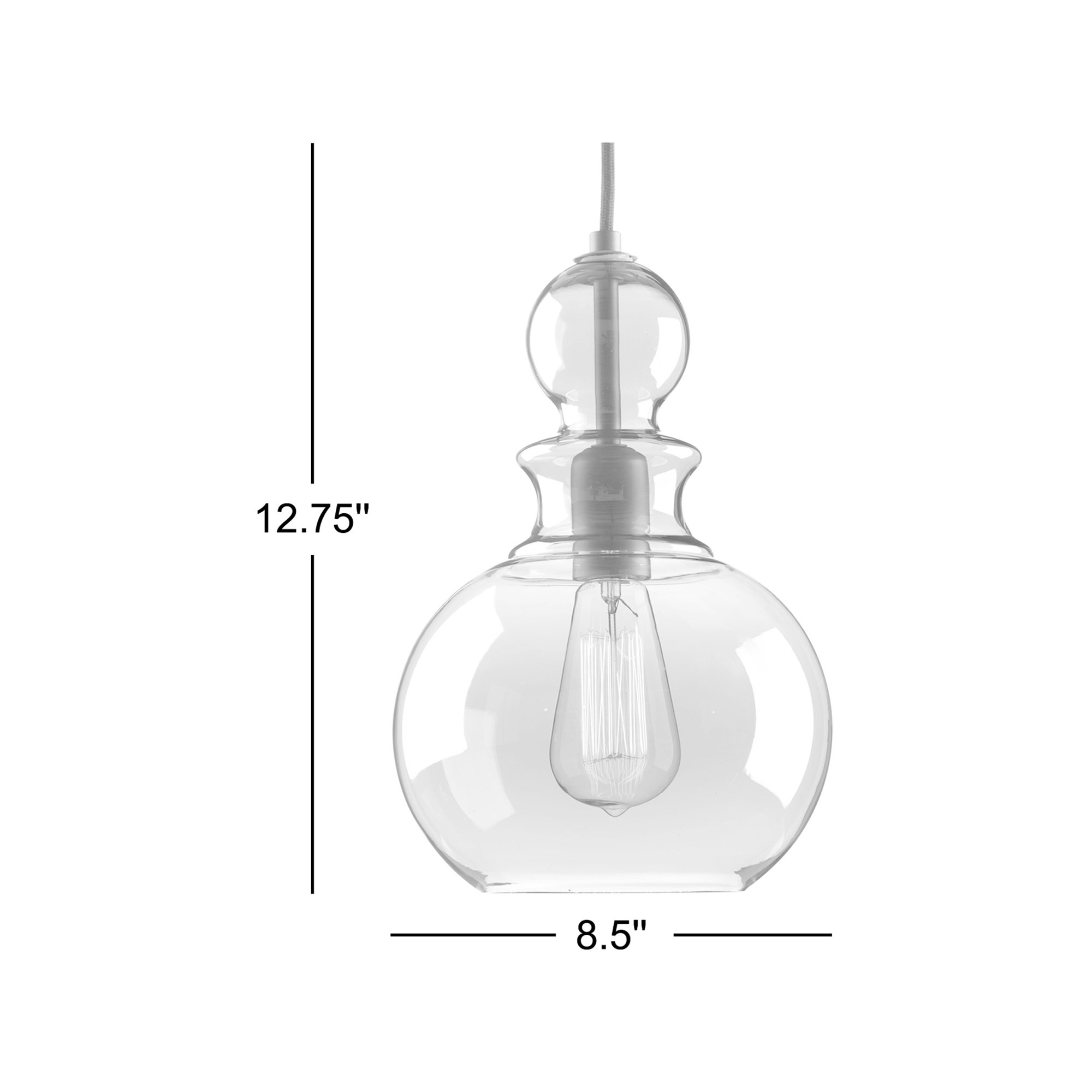 Theron Single Light Glass Dimmable Pendant, Smoke, Graphite