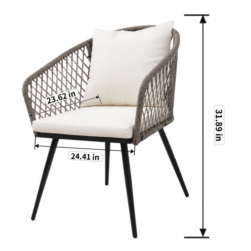 2-Person Outdoor Patio Bistro Set, Gray, White
