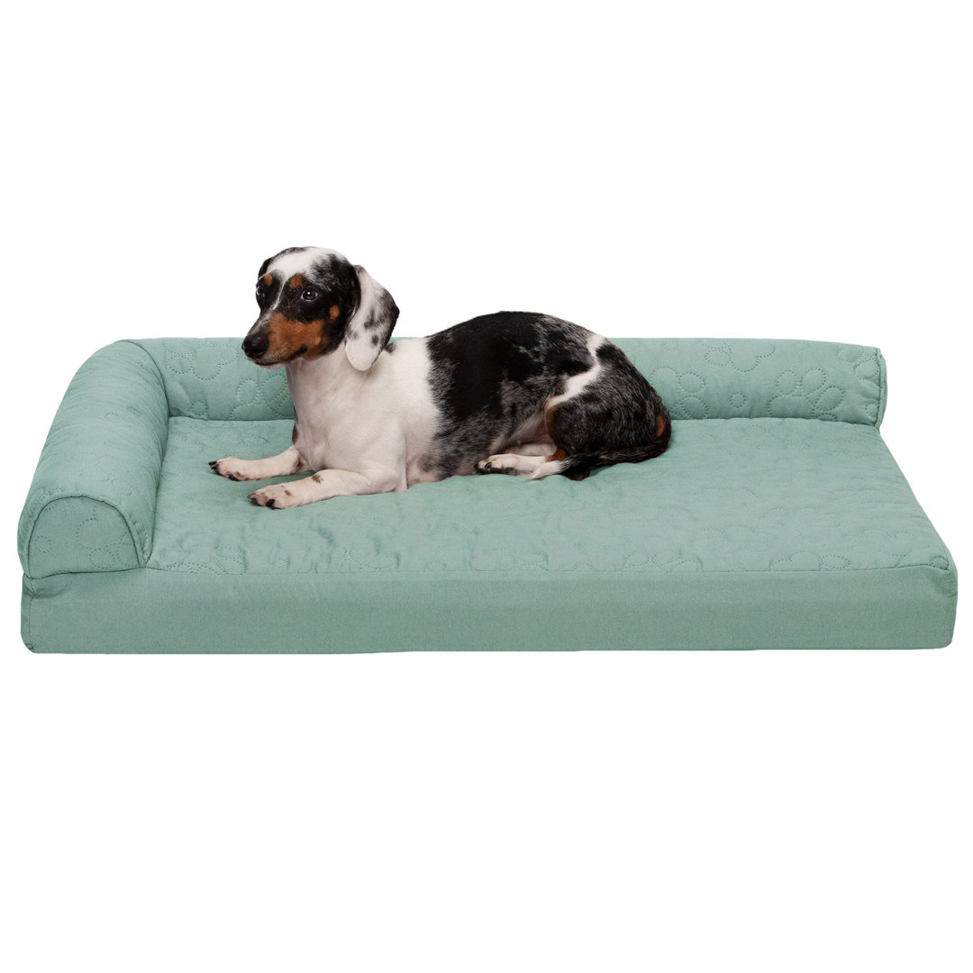 Paw-Quilted Deluxe L-Chaise Bolster Cooling Gel Memory Foam Dog Bed  FurHaven 