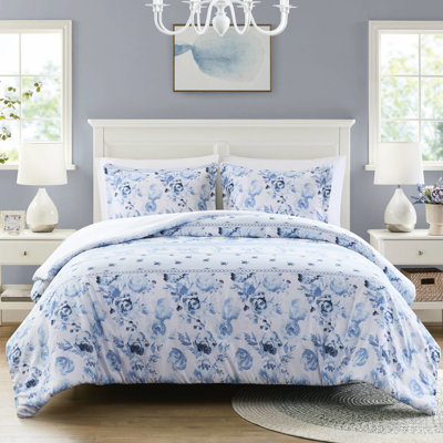 Housse de couette à rayures florales séduisantes en tissu de microfibre