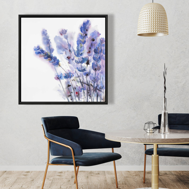 Aquarelle fleurs de lavande - décor de toile encadrée rustique, H 37,25 po x l 37,25 po
