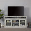 Meuble télé contemporain pour téléviseur de 65 po ou moins avec espace de rangement ouvert et fermé, gris pierre, l 60 po x P 15,75 po x H 29 po