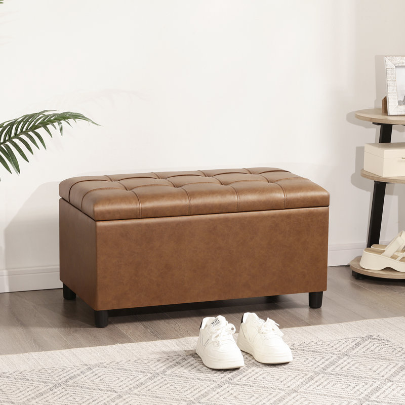 Banc de rangement avec repose-pieds 32 po, Brun