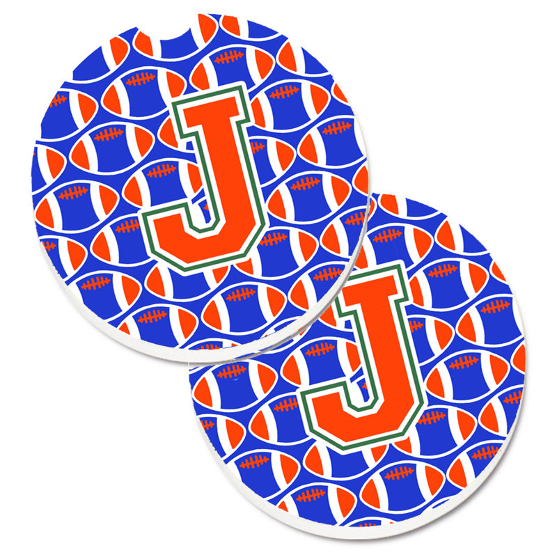 Sous-verre de football, J, Bleu / Orange