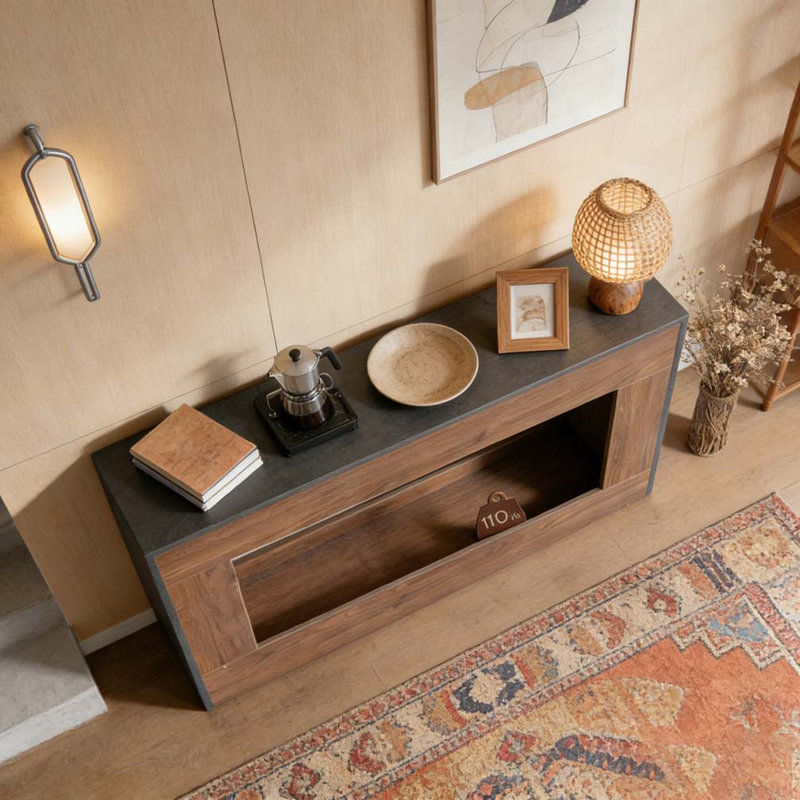 63-Inch Long Console Table, Wood Entryway Table, Antique Espresso
