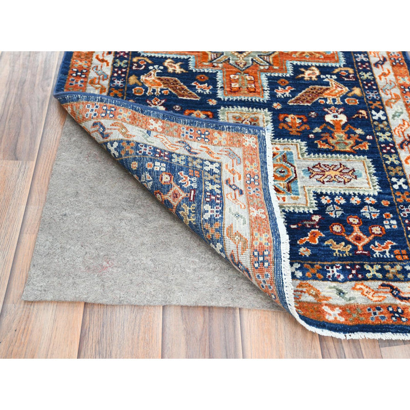 Tapis de couloir en laine noué à la main 200 KPSI bleu d'inspiration arménienne 2 pi 1 po x 5 pi 10 po 4FCD2F4B755F42649147CC31CE203072