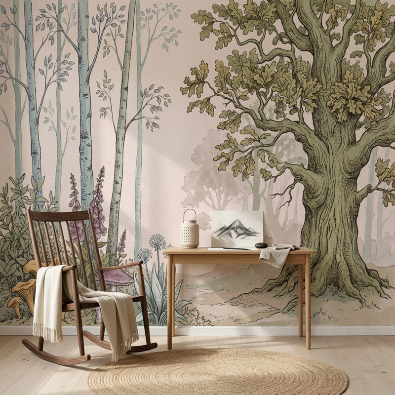 Woodland, 100 po x 96 po, Texturé non collé