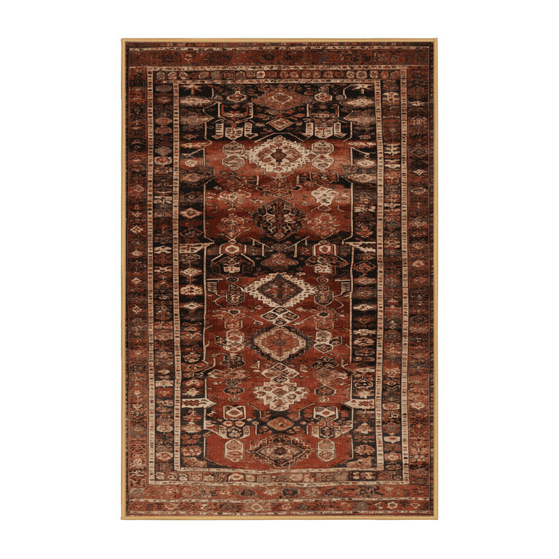 Tapis brun turc lavable à la machine, Rectangulaire 3 pi x 5 pi