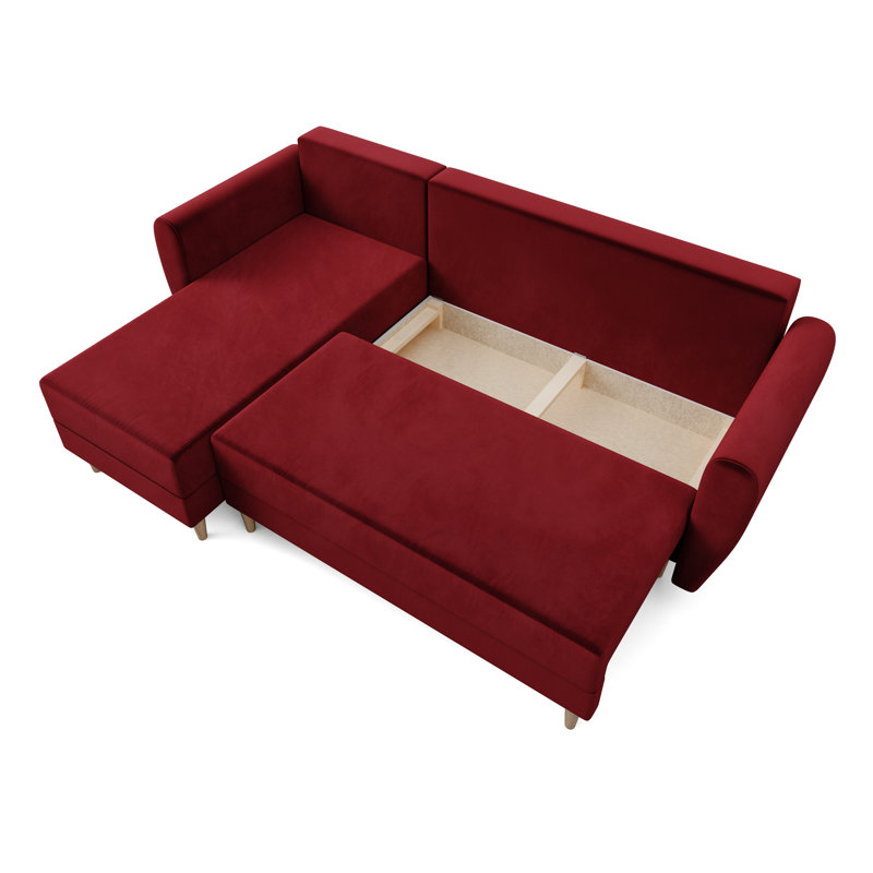 Staffon 3 Seater Corner Sofa , Bordeaux red - Itaka34, Left -sided
