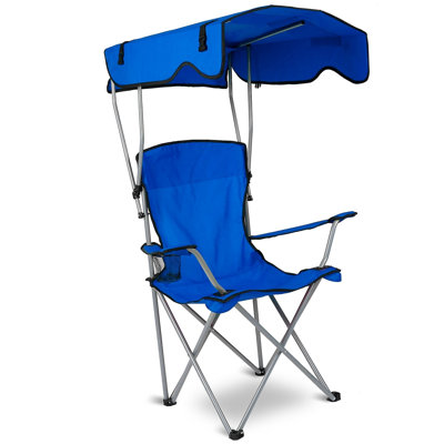 Gwendolen 330 lbs Heavy-Duty Camping Chair with Sun Canopy Cup Holder by Arlmont & Co.