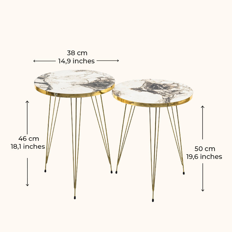 Marble-Look Nesting Coffee Table Set, White Marble