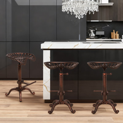 Tabouret de bar Tractor-Tabouret de bar industriel rustique-Tabouret pivotant en fonte de style campagnard-Hauteur de comptoir réglable-Très haute hauteur de pub - 22,05 à 27,95 po (CUIVRE)