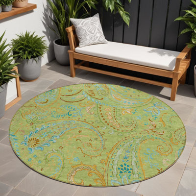 Tapis d'intérieur rond antidérapant lavable 8 po