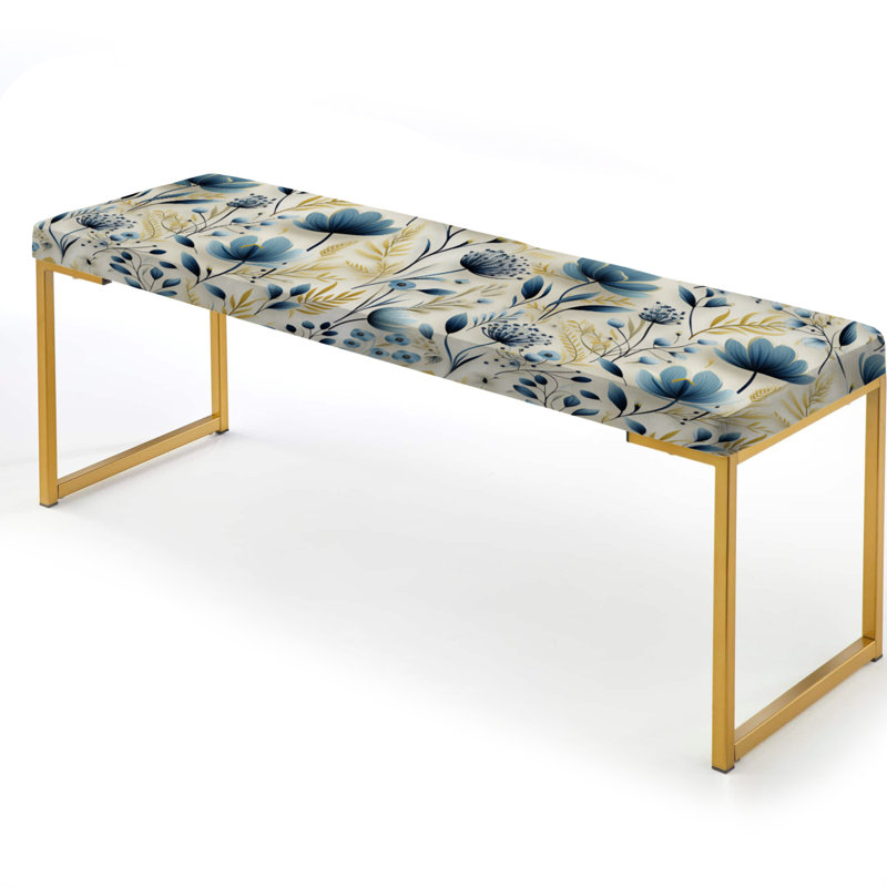 Natural Plant Fusion II - Plants Upholstered Gold Bench