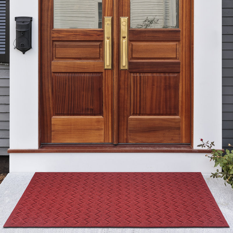 Weave  Designs Heavy Duty Outdoor Door Mat Indoor Enterway Rug Entrance Mat Non Slip, Burgundy, 24" W x 36" L