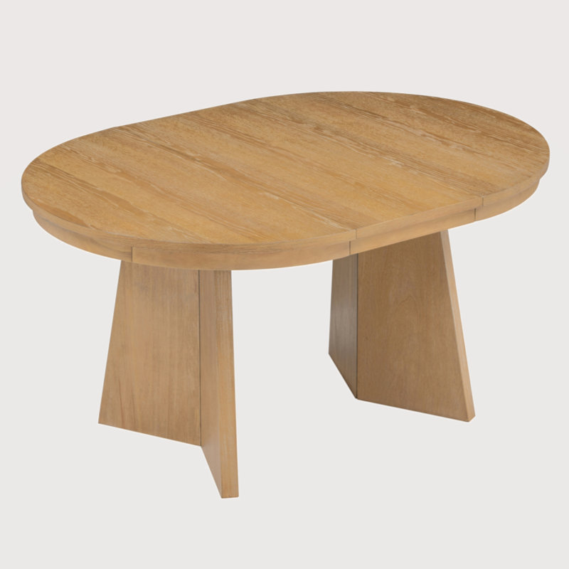 Table de salle à manger à rallonge Leslei, Bois naturel délavé