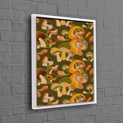 Reproduction de champignon moderne sur toile de coton idéale pour une salle de jeu élégante ou un décor de bureau