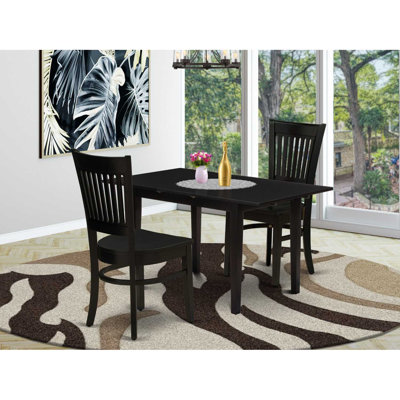 3-Piece Linen White Finish Rectangular Solid Wood Top With Butterfly Leaf Dining Table Set