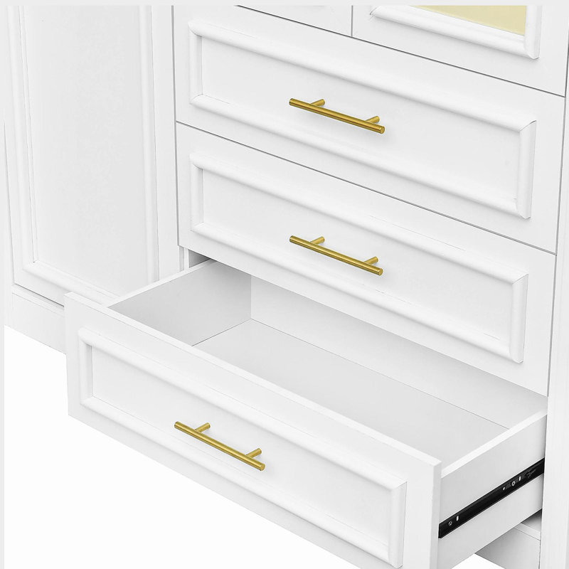 Armoire penderie 4 portes avec DEL et 3 tiroirs
