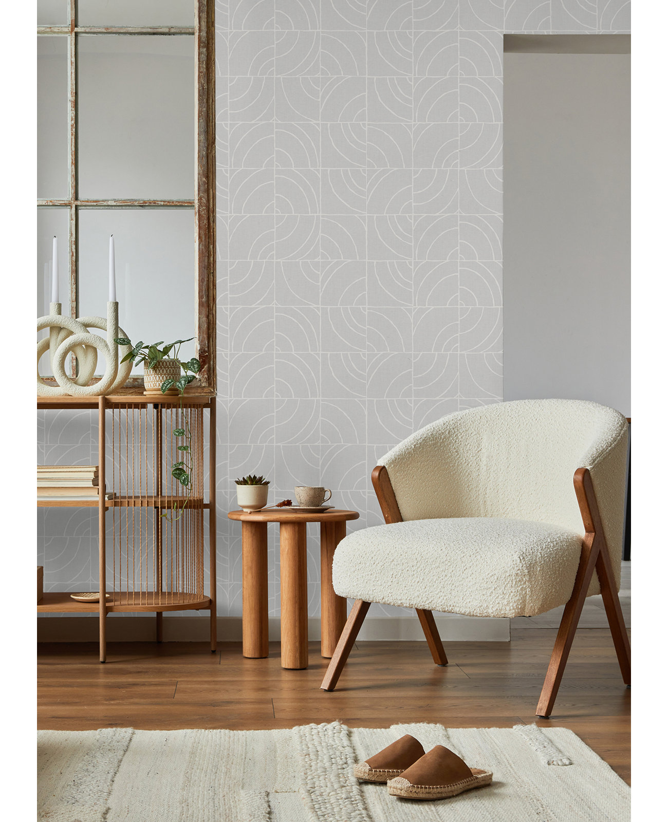 Adalard Peel & Stick Geometric Wallpaper, Gray