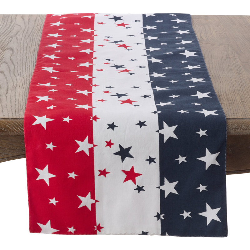 Stars & Stripes Table Runner – Patriotic Americana Table Linen for Memorial Day, Fourth of July & Holiday Entertaining