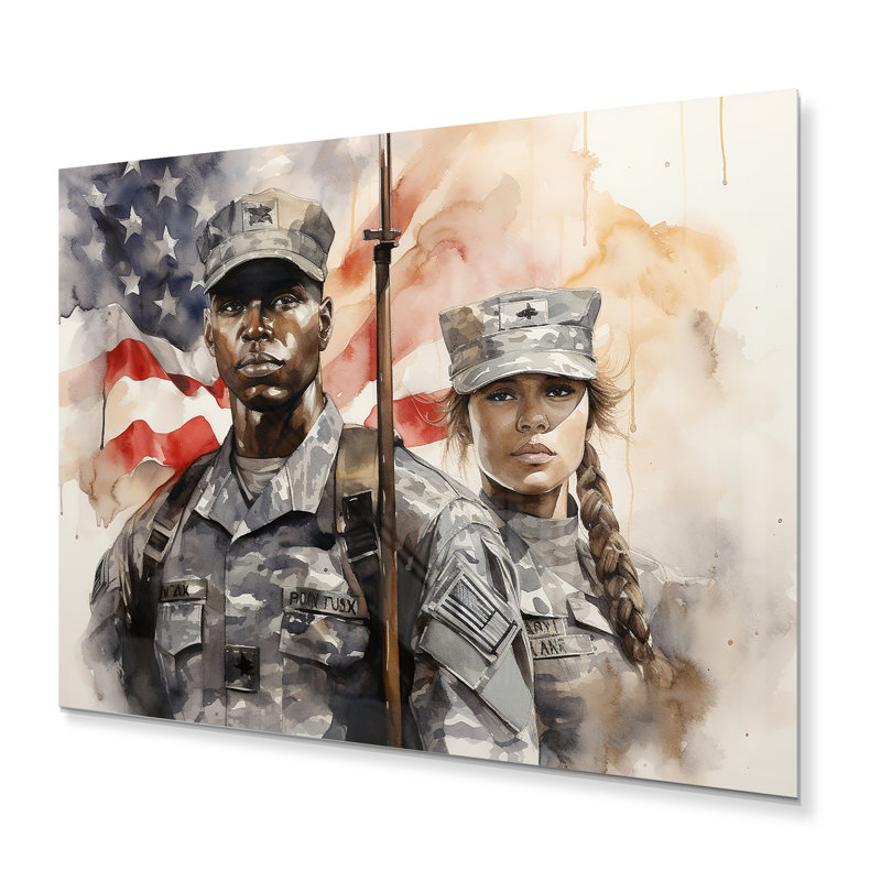 Soldat servant avec honneur II - armée, impressions murales en métal, H 24 po x l 32 po x P 1 po