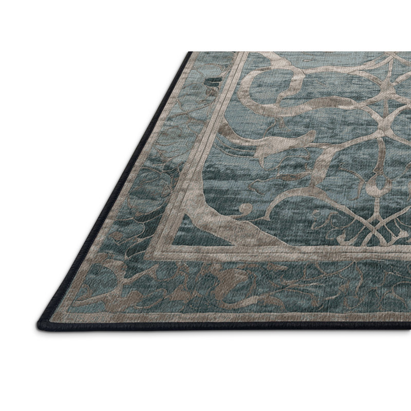 Tapis gris lavable à la machine, Carré 5 pi