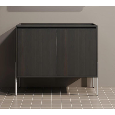 Base de meuble-lavabo autoportant 36 po, armoire de rangement moderne avec portes à fermeture douce, support en bois sans évier, chêne foncé
