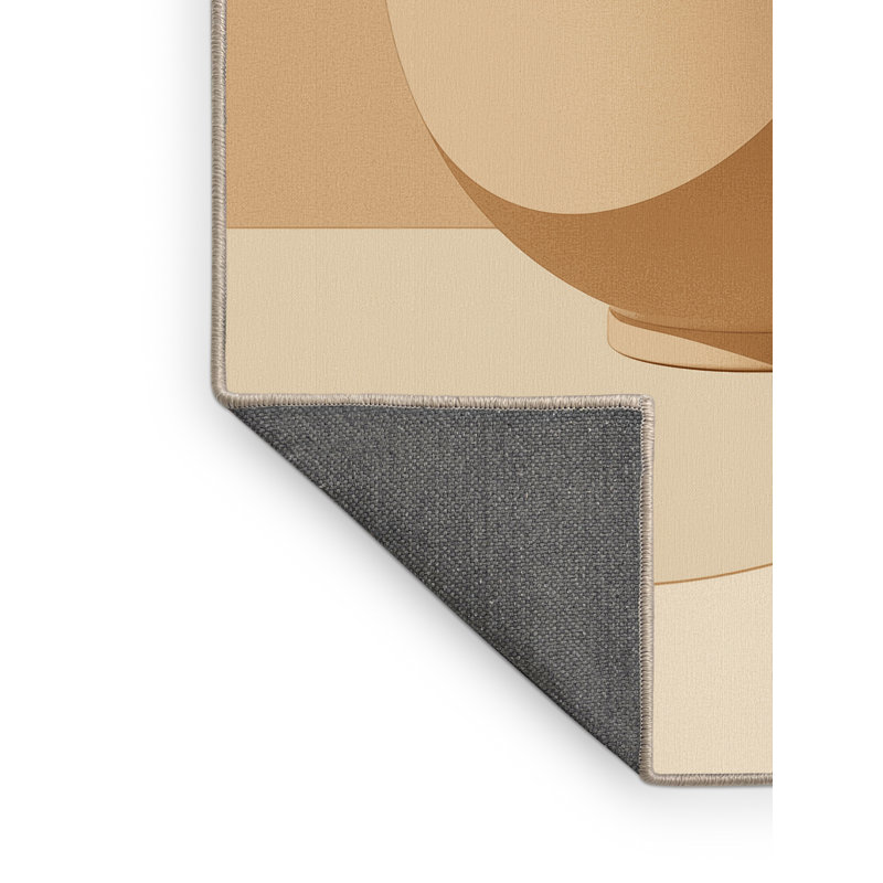 Tapis doux et moelleux en forme de tasse à thé minimaliste en beige - reliure beige, 4 x 6