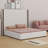 Tall Headboard Upholstered Bed With Vertical Striped And Wingback Design