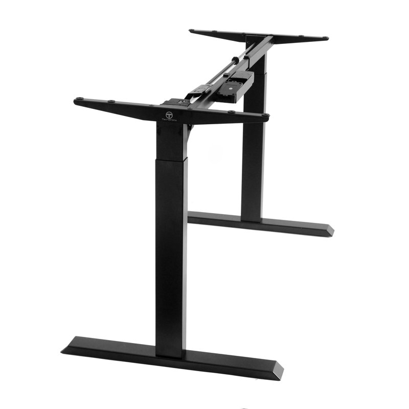 TechOrbits Electric Standing Desk Frame - Two Leg Motorized Stand Up Desk Base (Frame Only), Brown/Black