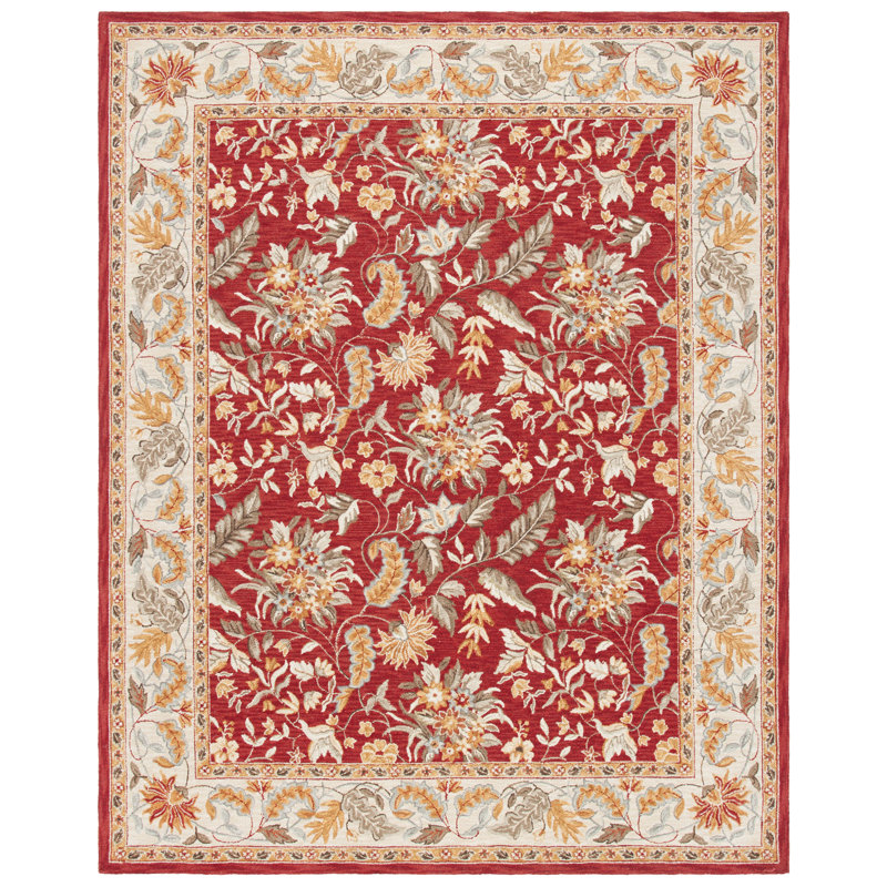Hollander Oriental Handmade Tufted Wool Red Area Rug, Rectangle 9' x 12'