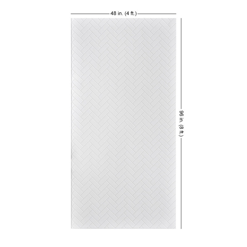 Herringbone MirroFlex 4ft. x 8ft. Glue Up PVC 3D Wall Panels 96 sq.ft., White Matte