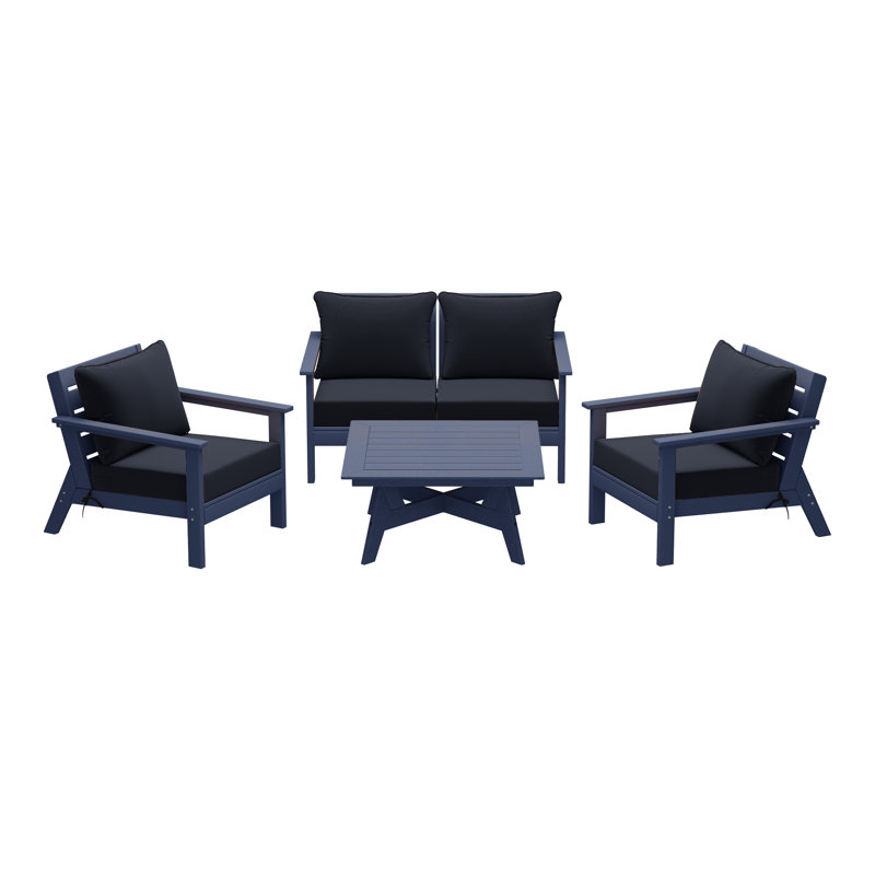 Ensemble de conversation à assise profonde 5 pièces, Marine, Marine