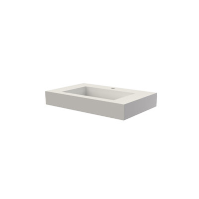 Lavabo de salle de bain avec surface solide en résine de pierre, blanc mat, 18,9 po de largeur, 4,19 hauteur, 29,77 profondeur, 35,8 lb, empreinte adaptable et look sophistiqué pour différentes tailles