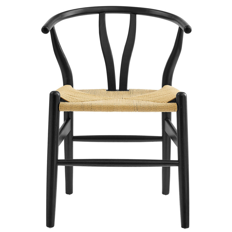 Amish Wood Dining Accent Chair, Natural, Black