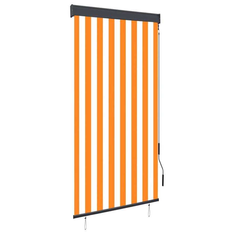 Outdoor Room Darkening Roll-Up Blind, 250 cm L x 80 cm W, White/Orange