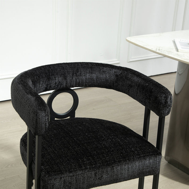 Chaise de salle à manger rembourrée Suhaas, 1, Noir, noir, noir, noir