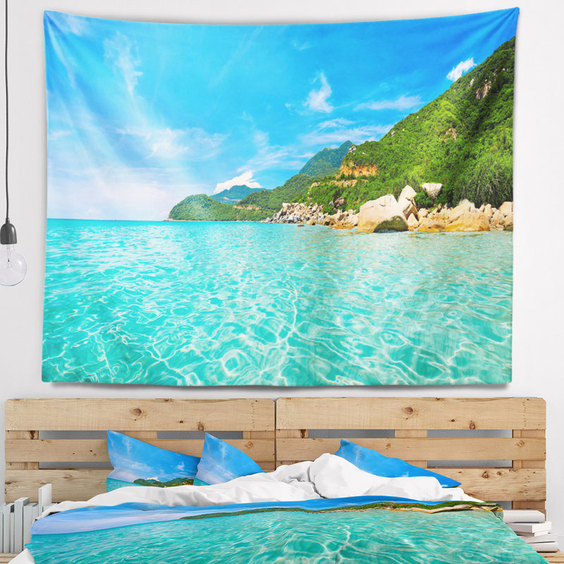 Tapisserie sky mountain and water Landscape, H 78 po x l 92 po