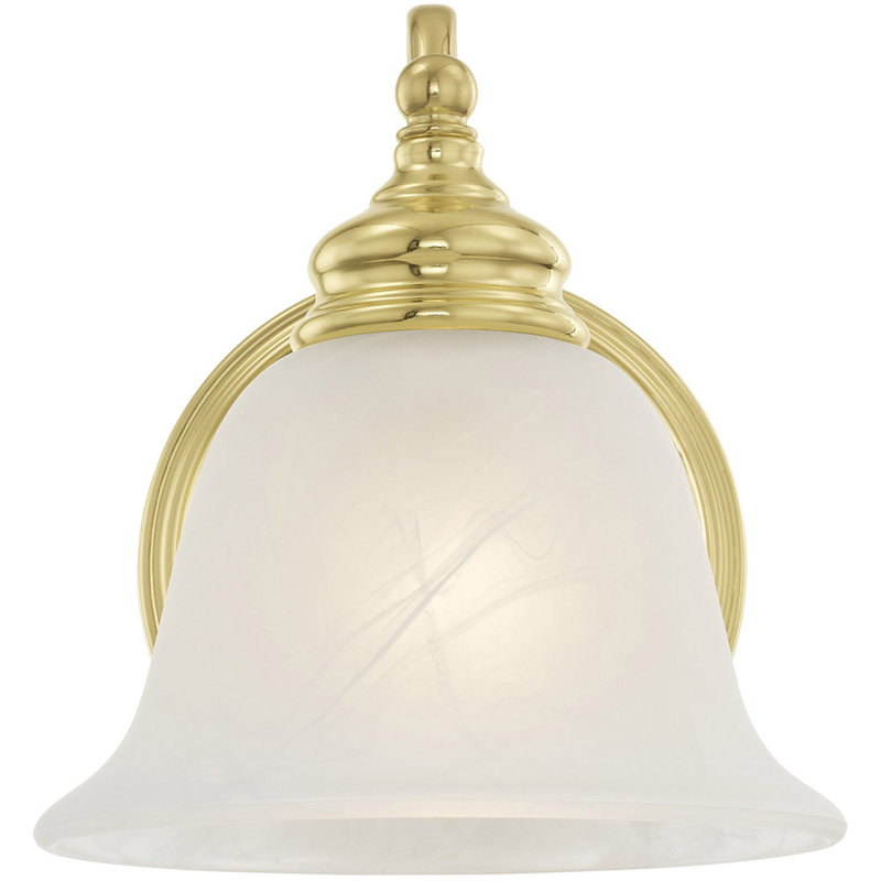 Applique murale pour salle de bain Aquita, Laiton poli / blanc